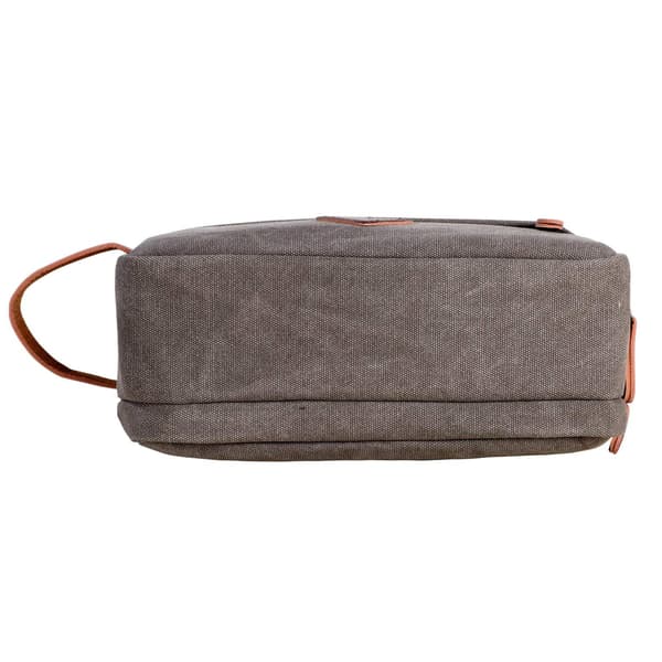 Herr Necessär med Dubbla Fack Canvas Läder Kosmetisk Makeup Organizer Rakning Dopp Kits - Grå