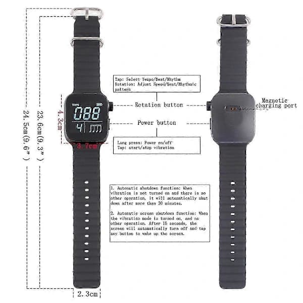(pow yeah!) Portable Metronome Smart Metronome Adjustable Strap Vibrating Metronome Musical Instrument Metronome
