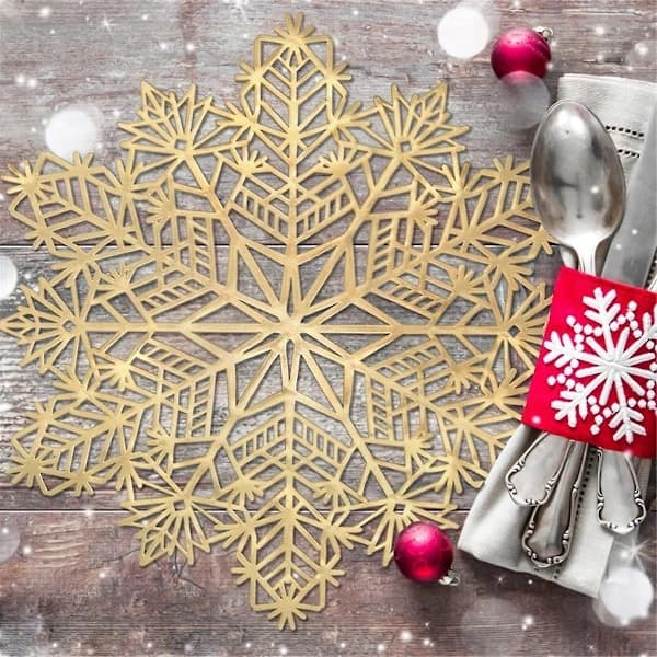 (Pow yeah!) Snowflake Coaster Decorations Red Snowflake Placemats Kitchen Table Mats For Christmas Holiday We