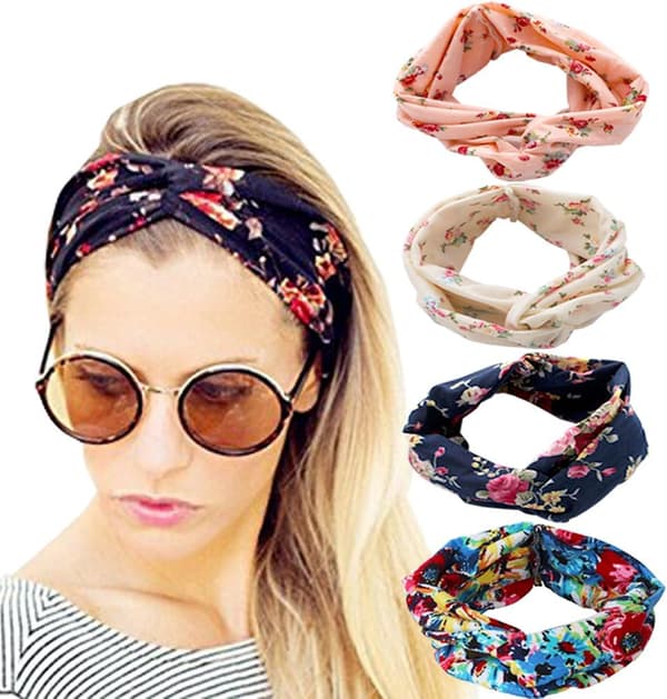 4 stycken damhårband Boho-hårband Vintage blommönster Ha