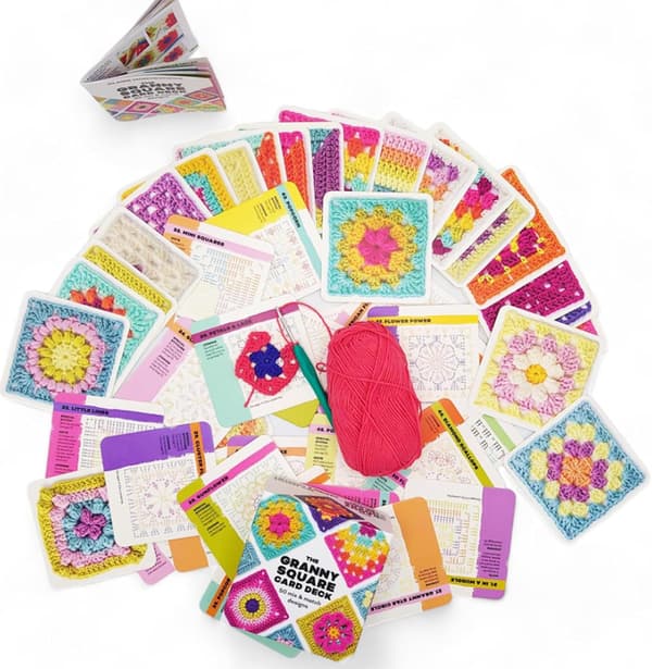 Granny Square Card Deck, 50 Mix & Match Mønsterkort, Hæklesæt til Voksne, Granny Square Card Deck Hækling