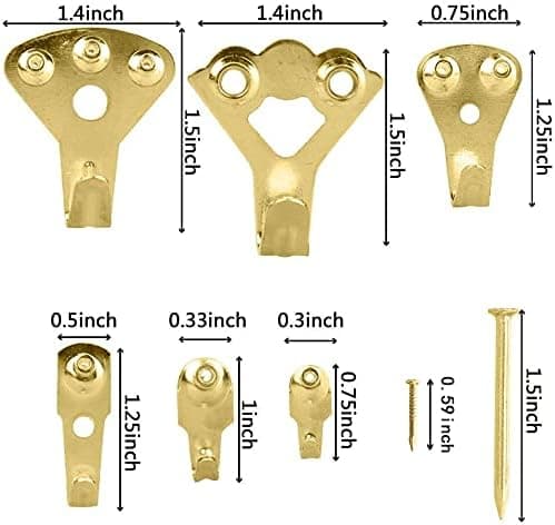 Picture Frame Hooks, 150 Pieces Metal Hooks with Nails for Hanging