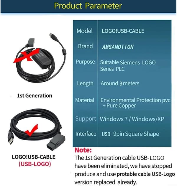 USB 6ED10571AA010BA0 Siemens og kretsbeskyttelse dataprogrammeringskabel for LOGO PLS-kontrollere med fotoelektrisk isolasjon stabil