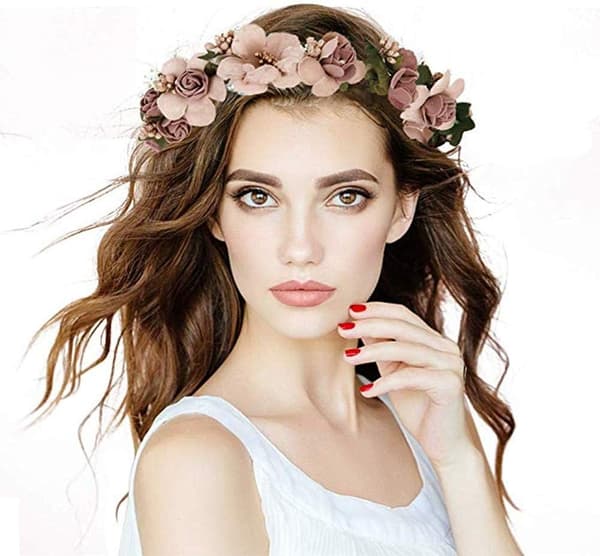Blomsterkrans, Blomsterpandebånd Blomsterkrans Pandebånd Boho Rose
