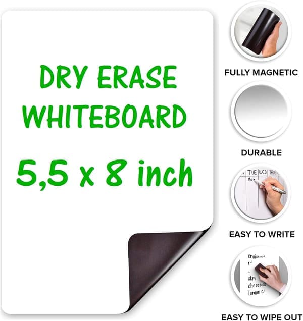 st Skab Whiteboard Magnetisk 14x20 cm - Whiteboard til skab Magnetisk - Whiteboard til skab Magnet Whiteboards til skab Lille Magnet