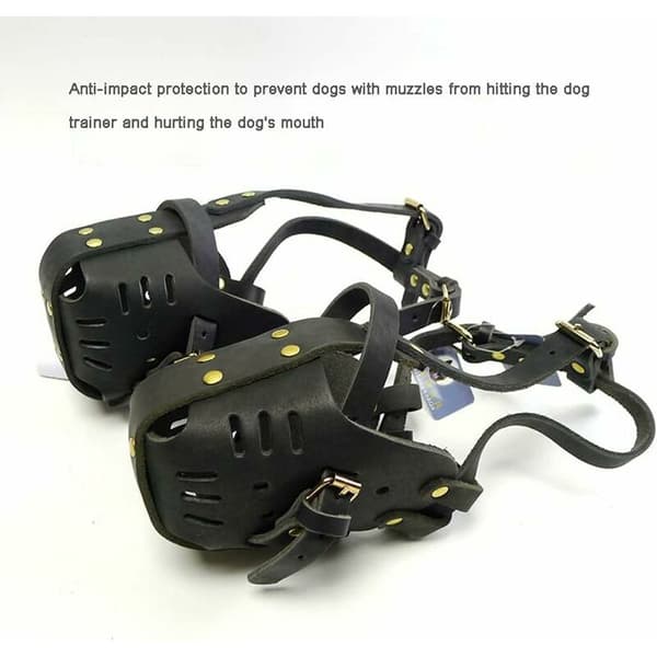 Basket Muzzle for Large Dogs, Anti-Bite Leather Training Muzzle for German Shepherd Doberman[JUN]