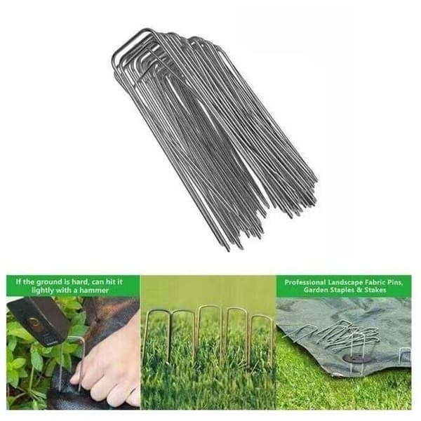 Sett med 50 galvaniserte stålfestepinner for ugressduk - 200x40mm - Ø2.5mm-FM-