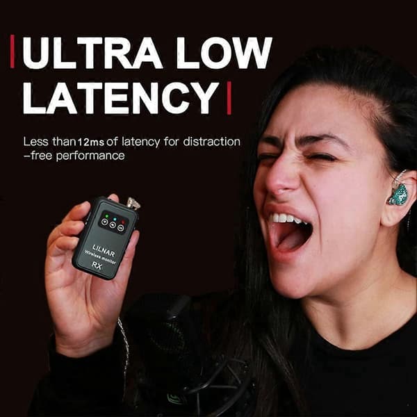 2.4G trådløst in-ear monitorsystem, stereo/mono-sender og mottaker for scene og studio
