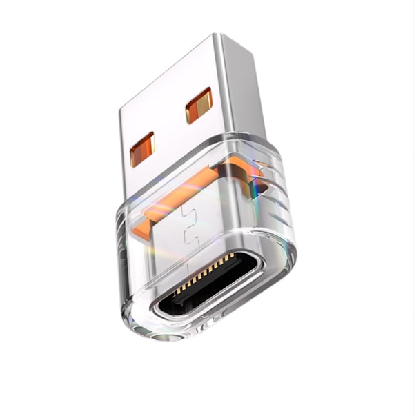 USB 2.0 to Type-C Adapter - Transparent PVC Construction for Fast Data Transfer and Charging