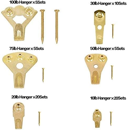 Picture Frame Hooks, 150 Pieces Metal Hooks with Nails for Hanging