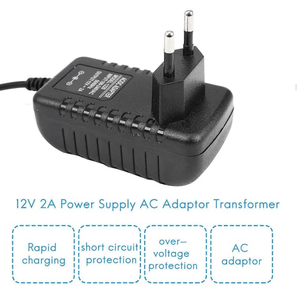 AC/DC 12V 2A 24W Strømforsyningsadapter Transformator for 5050 3528 LED-stripe EU-plugg