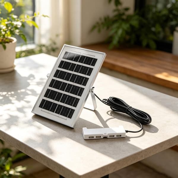 4 USB-porter, batterilader for utendørs campingbruk Bærbart 6W solcellepanel med 5V for