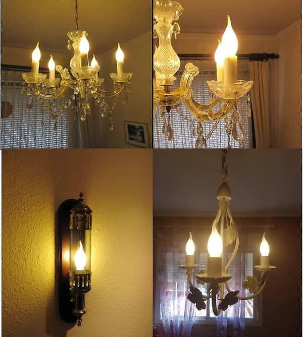 E14 Flame LED Bulb, Candle Shape, Warm White 2700K, 4W Equivalent to 40W Incandescent, 400lm, 12-pack [Energy Class A+]
