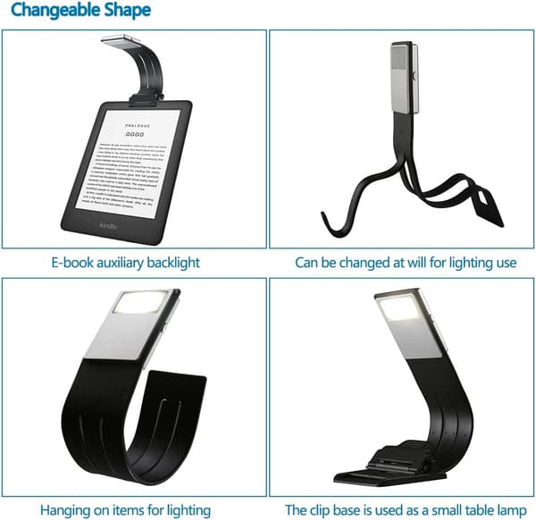 LED-leselys med USB, 3 farger leselys for lesing