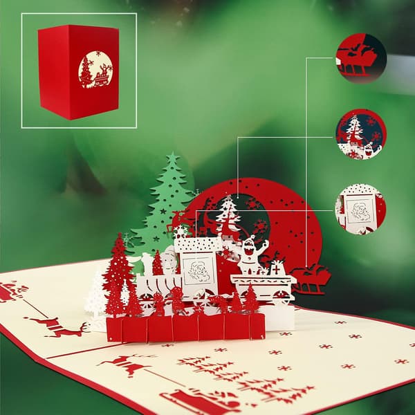 [6-pack] Jul Pop Up-kort, TreeriSea 3D Ovanliga Jul