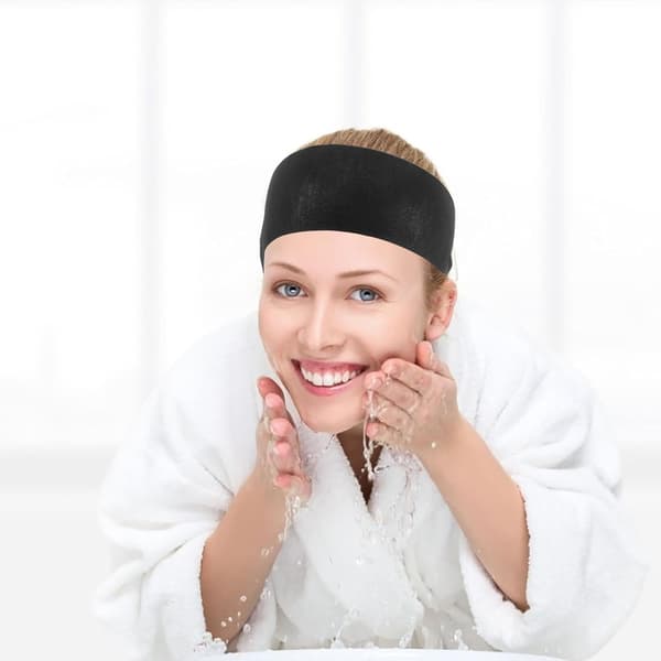 50 stk. engangs elastiske spa-hårbånd til kvinder, sorte non-woven stof-hårbånd til hudpleje, ansigtsbehandler-hårbånd til makeup, ansigtsvask