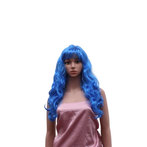 Blå lang krøllet paryk til Halloween sæson kvinder Cosplay