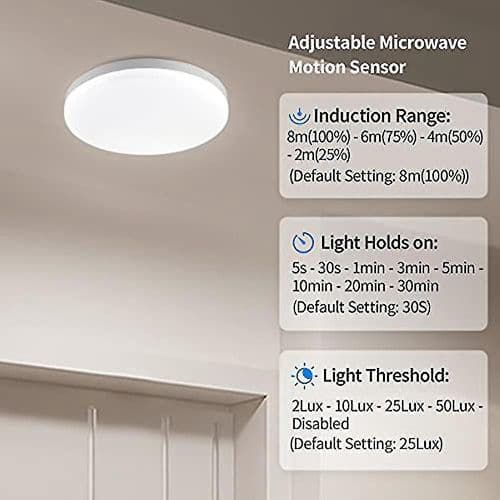 LED-loftlampe med bevægelsessensor, kompatibel med