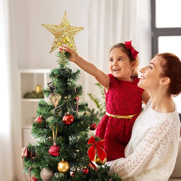 1 stk glitter juletrepynt i metall, juletrepynt