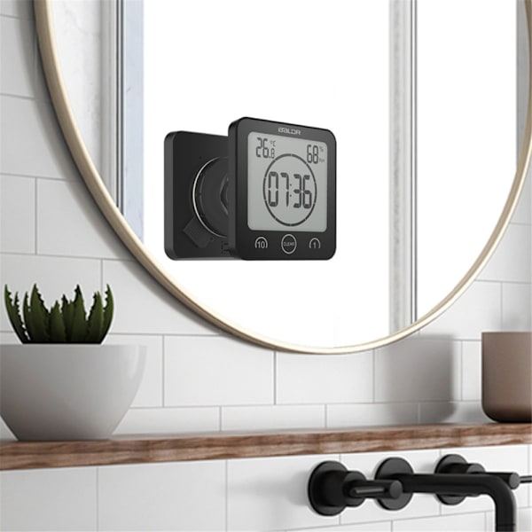 Baderomsklokke, Dusj Timer Alarm Digitale Klokker, Grå