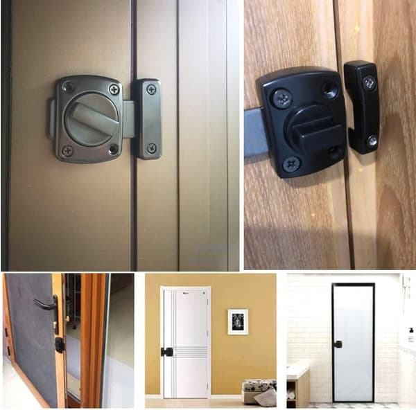 Bathroom Door Lock Rotating Latch Window Lock Zinc Alloy with Screws Black