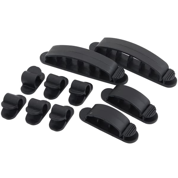 Cable Management Kit 10 Pieces Self-Adhesive Svart