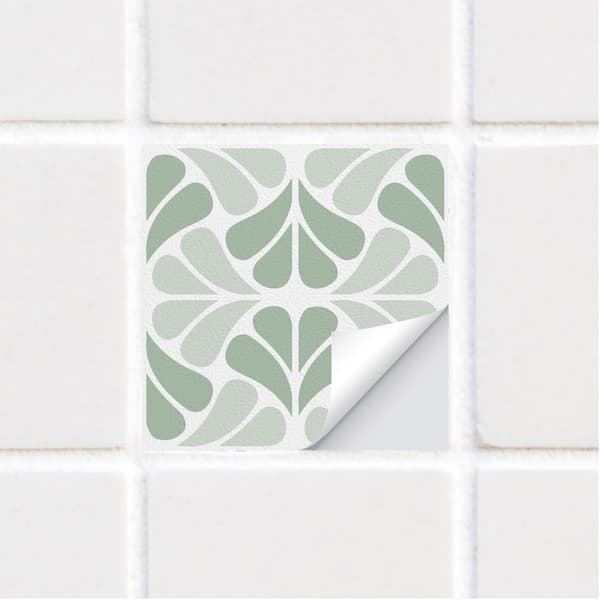 25-pack Tile Stickers, 20 cm, Sage Green, Self-Adhesive, for Kitchen or Bathroom Tiles