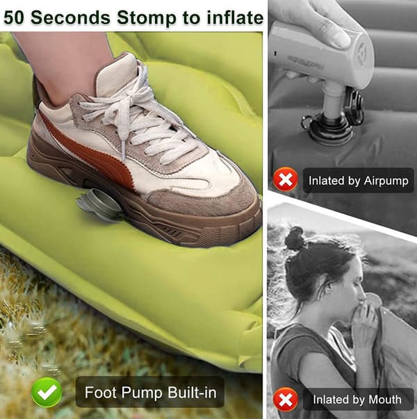 Sleeping Pad, Ultralight Camping Mattress with Pillow, Built-in Foot Pump Inflatable Sleeping Pad Compact for Camping Backpacking