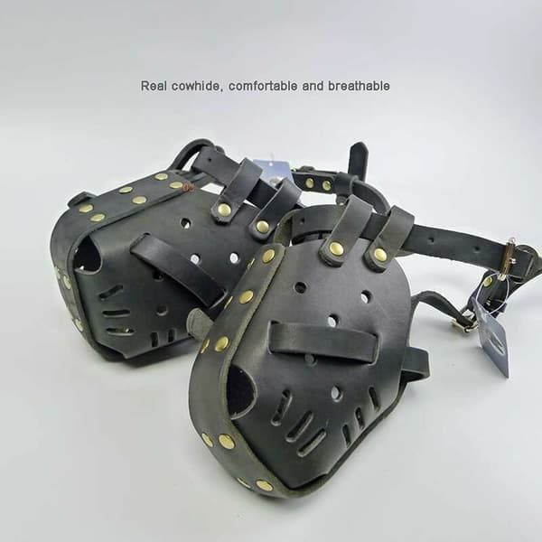 Basket Muzzle for Large Dogs, Anti-Bite Leather Training Muzzle for German Shepherd Doberman[JUN]