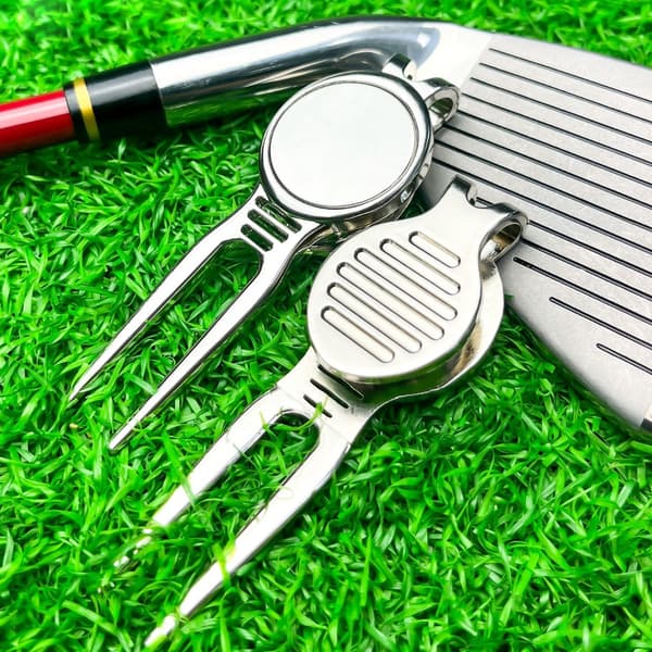 Golf Divot Tool Two-Pack: Aluminum Alloy Green Repair Tool