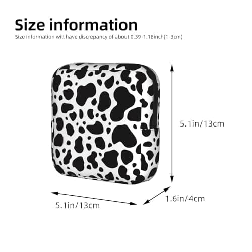 Sort og hvid ko-mønstret menstruationspose til kvinder, bærbar menstruationsbeskyttelsespose til håndtasken, små makeuptasker med ko-print Cow Print