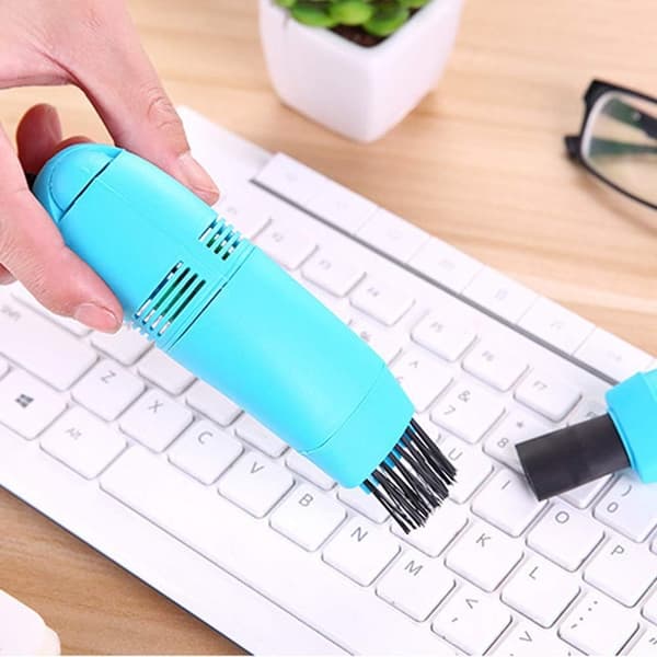 1 STK Blå Mini Støvsuger, USB Tastaturrenser, Støvrenser