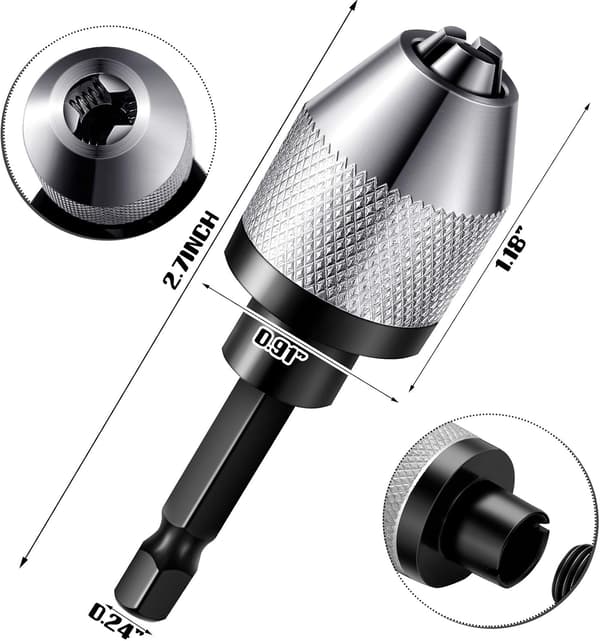 Borepatronadapter Nøglefri 1/4 Tomme Sekskantet Skaftpatron, 2 Stk item_package_quantity