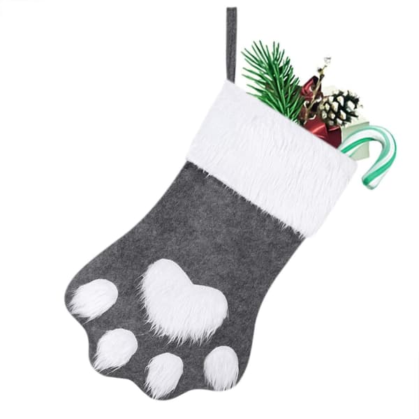 Christmas Stocking Hanging Stuffed Christmas Boot 3D Dog Paw Pattern