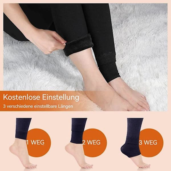 Varme vintertights for kvinner med elastisk midje, myke fleeceforede ulltights, koselige termobukser for kaldt vær