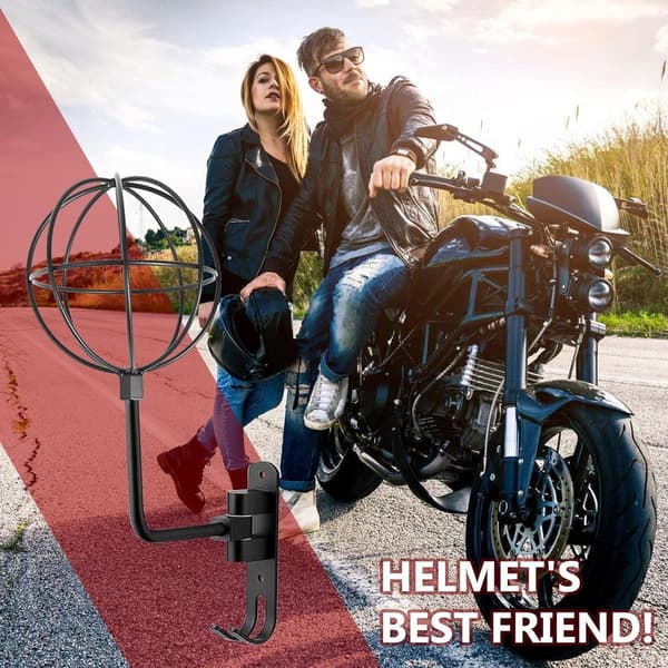 Helmet Rack, Wall Mounted Helmet Holder for Motorcycle and Bicycle, with Hook for Tactical Vest, Black
