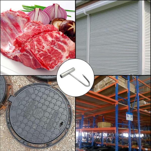 Stainless Steel T-Hook for Meat Drying and Door Pulling - Compatible with Butcher Tools (17x11cm)[JUN]