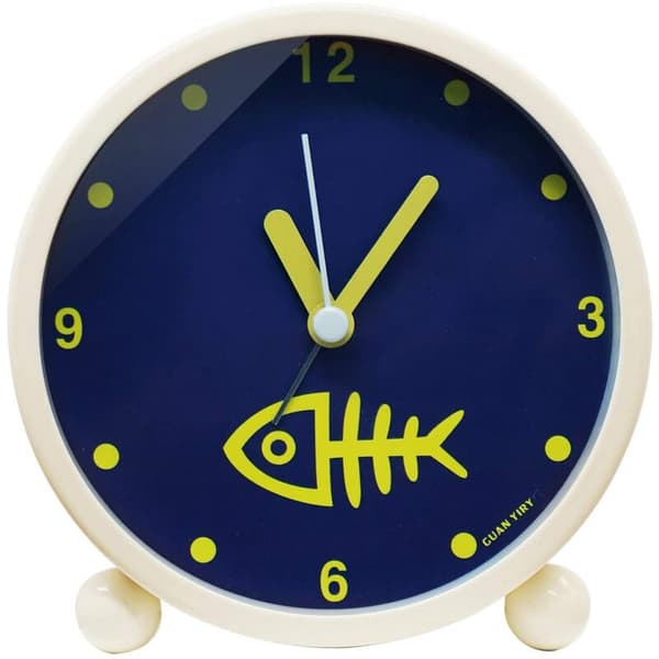 Alarm Clock with Night Light Bedside High Sound Alarm Quartz Table Clock for Bedroom, Milk White, Herringbone