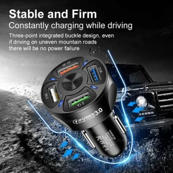 （pow yeah！）TS-USB-billader, 4-i-1 billaderadapter 7A 35W USB hurtigladeenhet med LED-lys for terrengkjøretøy