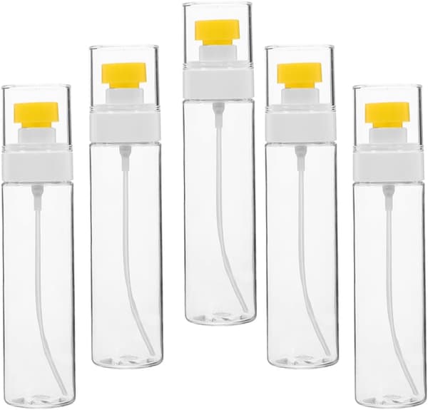 5 kpl 100 ml PET-suihkepulloja, uudelleentäytettäviä matkasäiliöitä