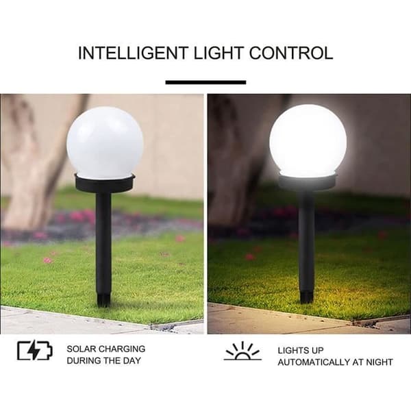 Utendørs solcellelampe - Kulelampe med spyd - Hvit - 10*33 cm - LED - Moderne