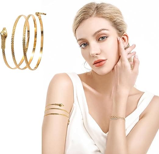 Guld Ormarmband Armmanschett Ormformad Armmanschett Spiral Ormarmband för Halloween Födelsedag Smycken