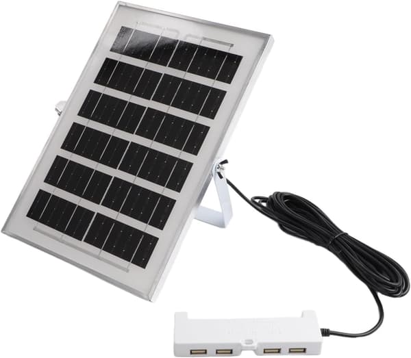 4 USB-portar, batteriladdare för utomhusbruk, bärbar 6W solpanel med 5V för