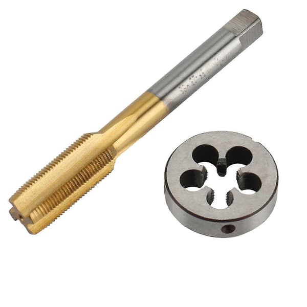 High Hardness UNF 1/2 -28 HSS Titanium Coated Tap and Round Die Set Threading Tool Compatible with Mold Processing Gold Silver Guld Silver