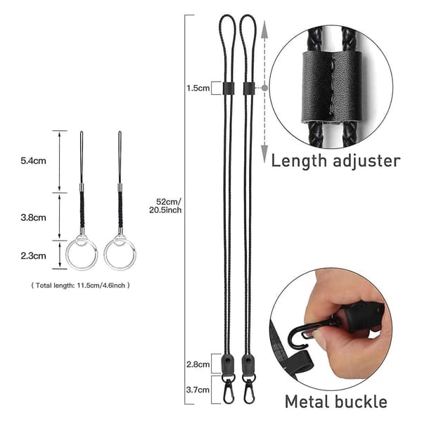 2 flätade läderhalsband för ID-brickor, nyckelhållare, lång rem, halsband, snodd för män