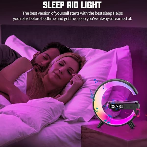 Wireless Charging Station with Speaker, RGB Night Light for iPhone Samsung Xiaomi Huawei[JUN]