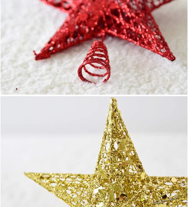 Sølv juletrestjerne juledekorasjon topp glitter Ch