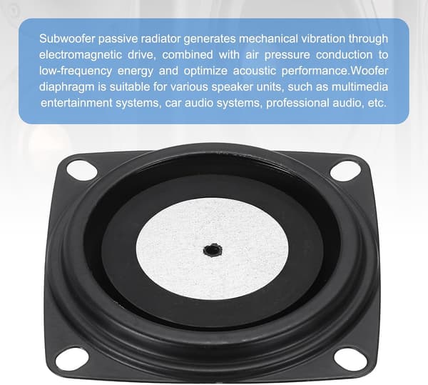 2 st passiv radiator tum bashögtalare vibrerande membran, gummi vibrationsmembranplatta subwoofer för bas högtalarbyte, DIY Black 2 Yard