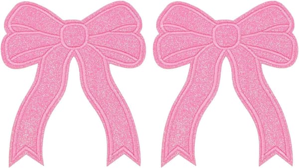 2 stk. sløjfe-chenille-mærker, strygemærker søde sidebroderede applikationsmærker 5\" til DIY-tøjstof hatte sko tasker, pink Brown 2x3 Inch