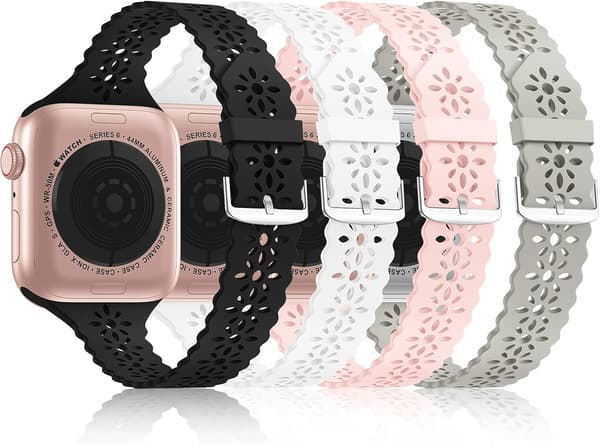 4-pakning blondebånd i silikon kompatible med Apple Watch-armbånd, for kvinner